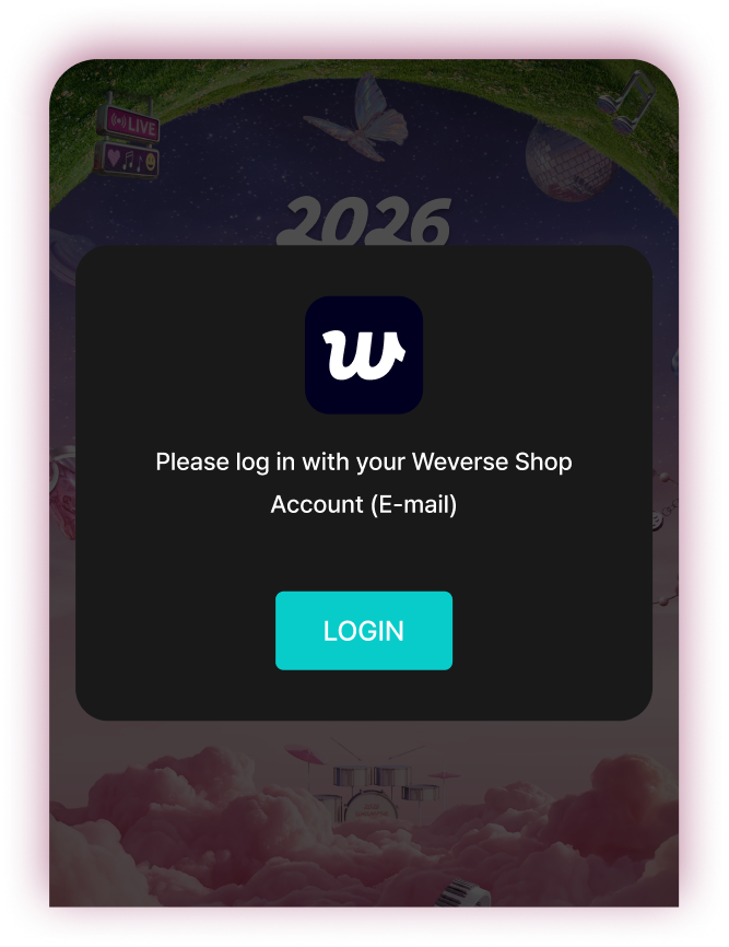 Streaming screen example requiring Weverse login